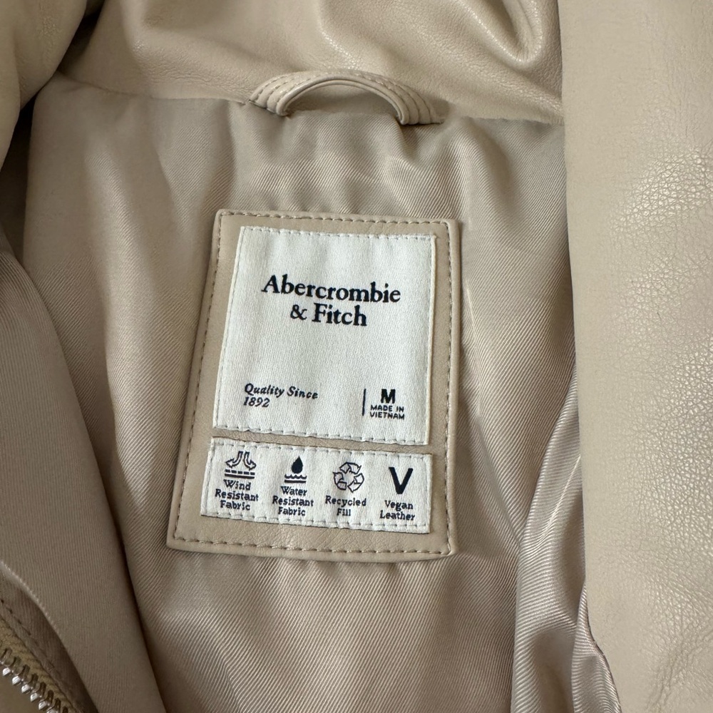 Abercrombie & Fitch Women's Vegan Leather Jacket - Light Beige